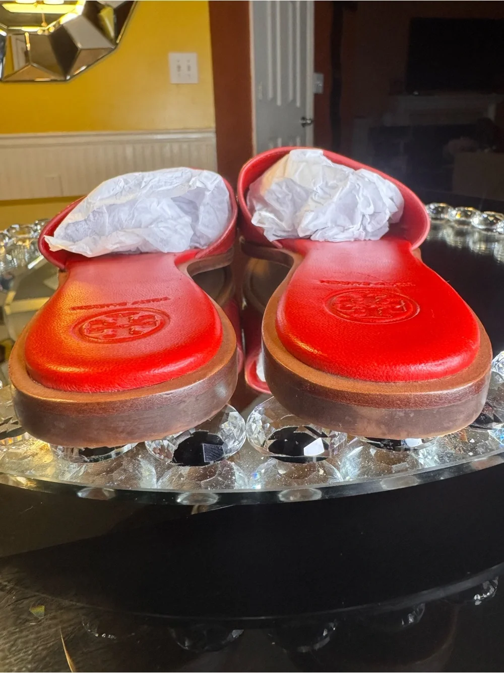 Tory Burch Tory Burch Red Leather Everly Slide Flats Size 8